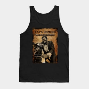 Vintage Old Paper 80s  Style Fats Domino And The Orchestra Tank Top